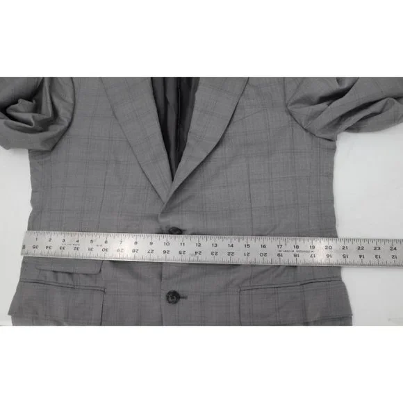 Ermenegildo Zegna sport coat men's 42R Trofeo 600 Manhattan wool silk gray plaid - Picture 11 of 16
